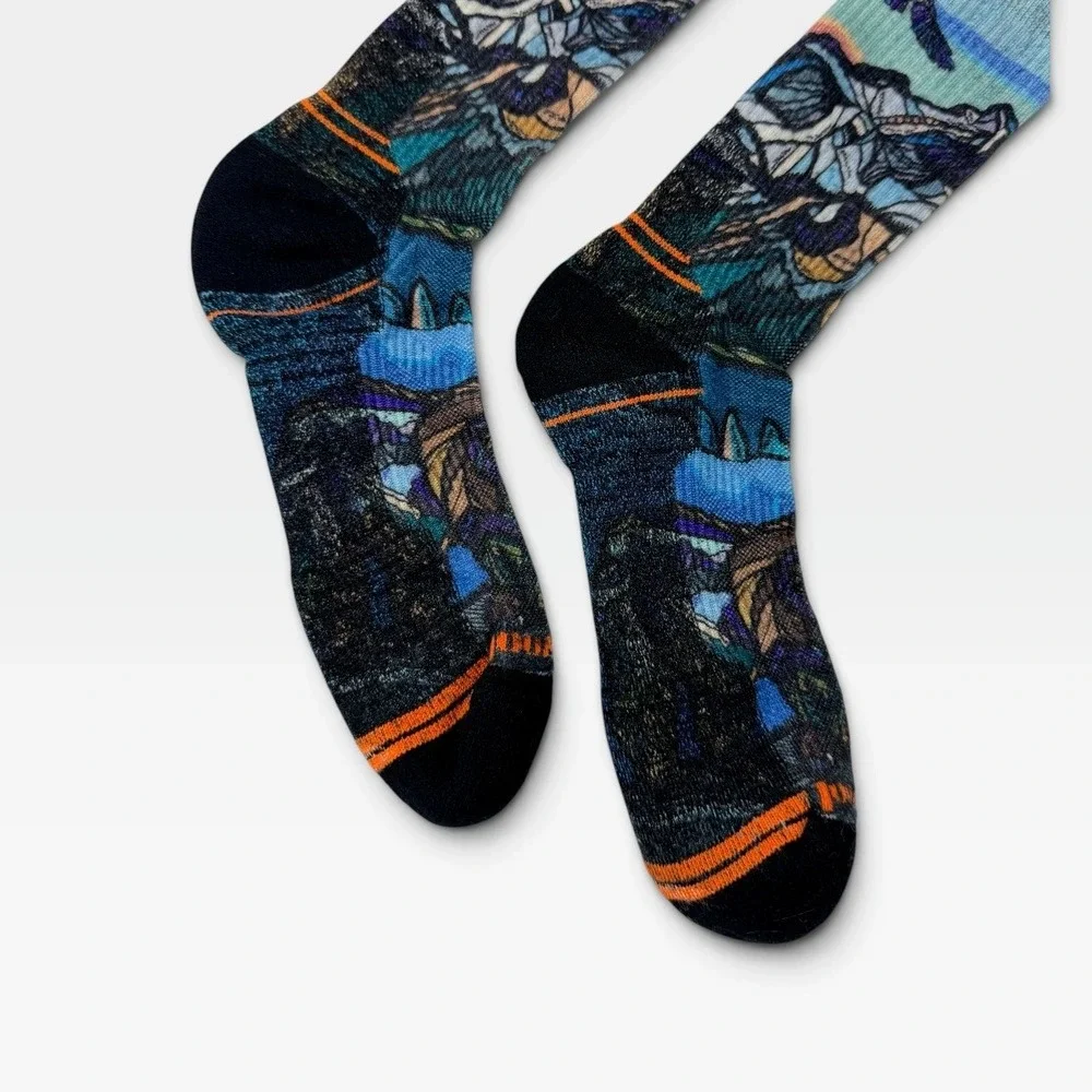 Smartwool Hike Light Cushion Crew Socks Womens L Multi Color Mountain NEW